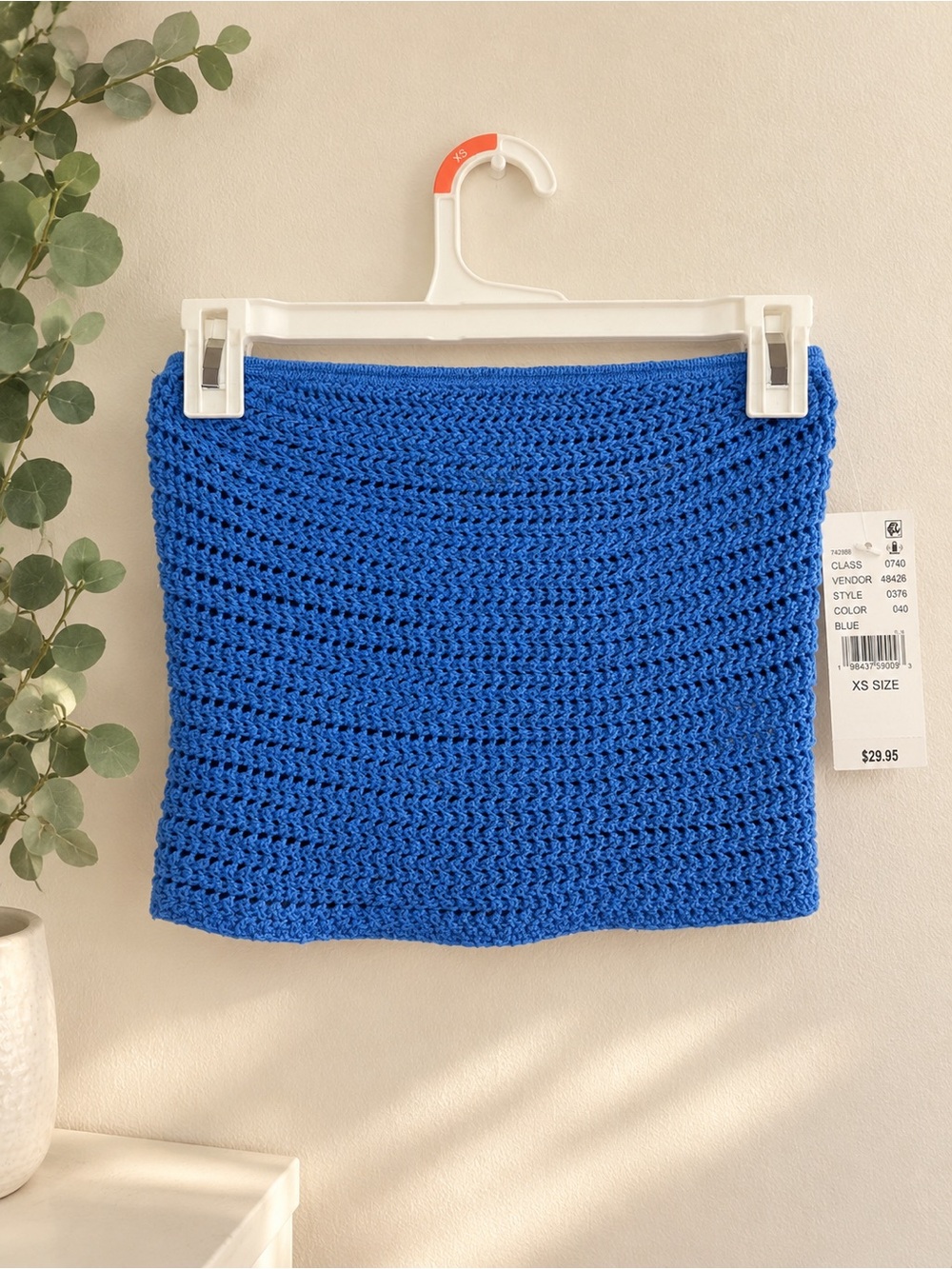 PacSun Greta Blue Crochet Tube Top XS NWT